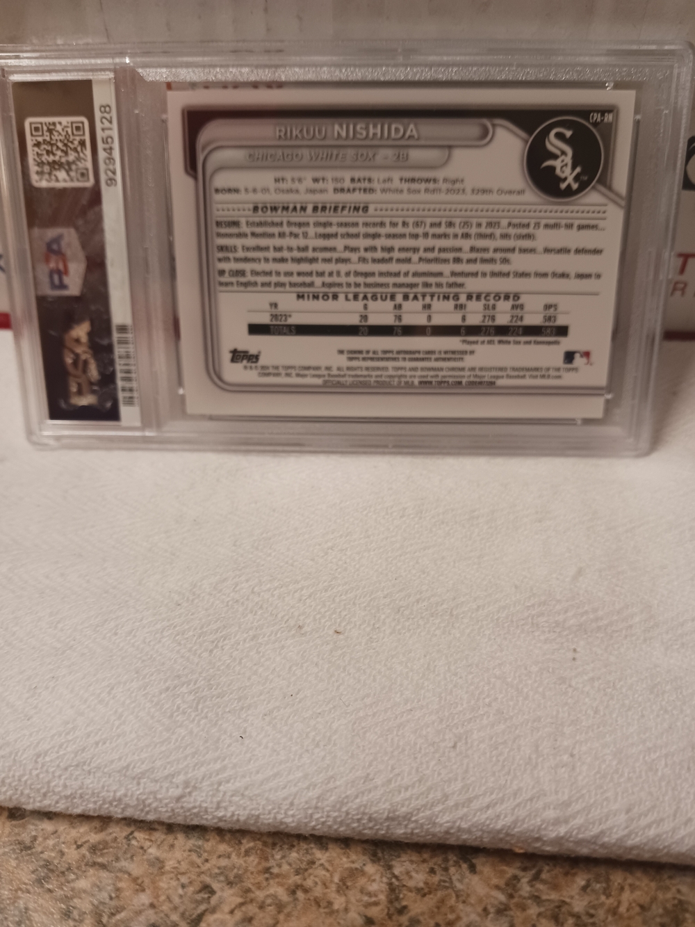 2024 Bowman Chrome 1ST Prospect Autograph - Rikuu Nishida (RC) PSA GEM MINT 10 - Picture 7 of 7